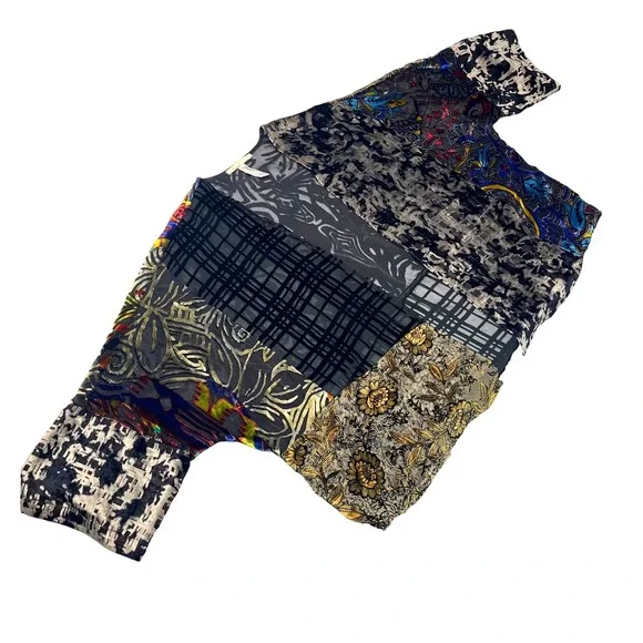 Anthropologie Floreat Velvet Burnout Muse Kimono Top O/S Patchwork Open‎ Front - Picture 5 of 12